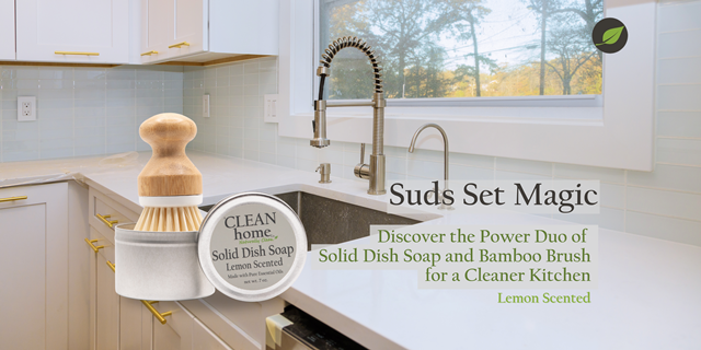 Suds Set Magic: Discover the Power Duo of Solid Dish Soap and Bamboo Brush for a Cleaner Kitchen